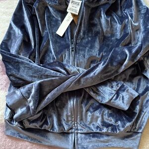 PINK Victoria's Secret Shimmering Blue Velvet track outfit